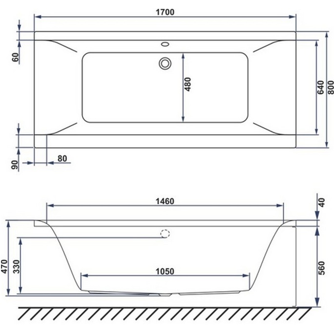 Раковина пристенная акриловая Whitecross Savia Duo LINE 0103.170080.100.LINE.WH 170x80 (белый глянцевый), каркас, слив-перелив
