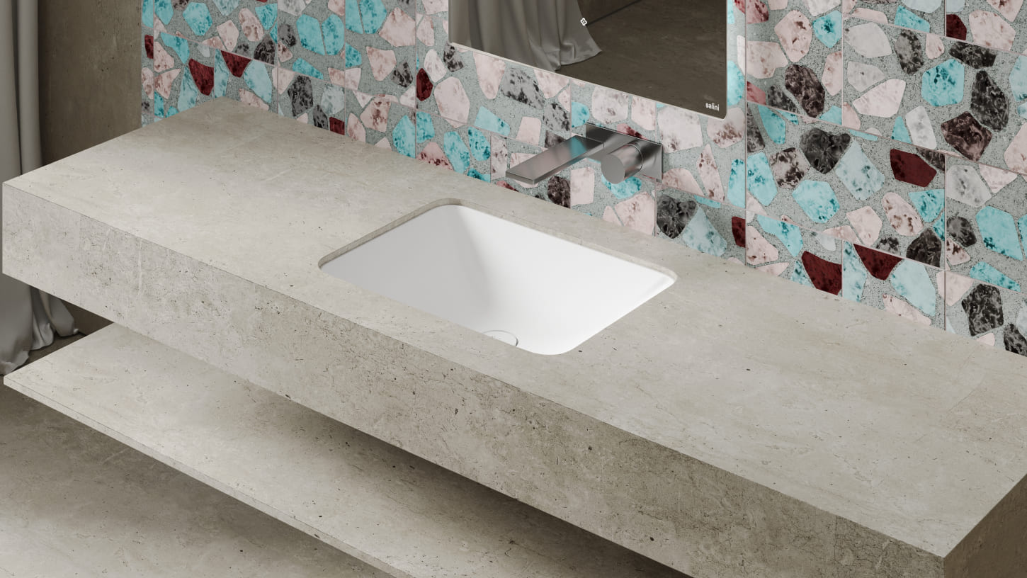 Раковина встраиваемая Salini Marea S-Stone 1802206M 55x40x13.4 (белый матовый), без донного клапана