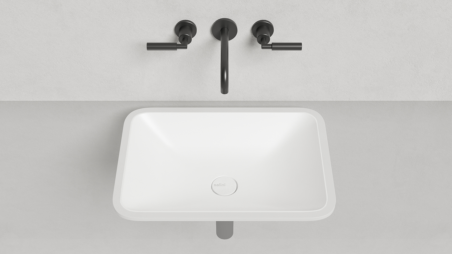 Раковина встраиваемая Salini Marea S-Stone 1802206M 55x40x13.4 (белый матовый), без донного клапана