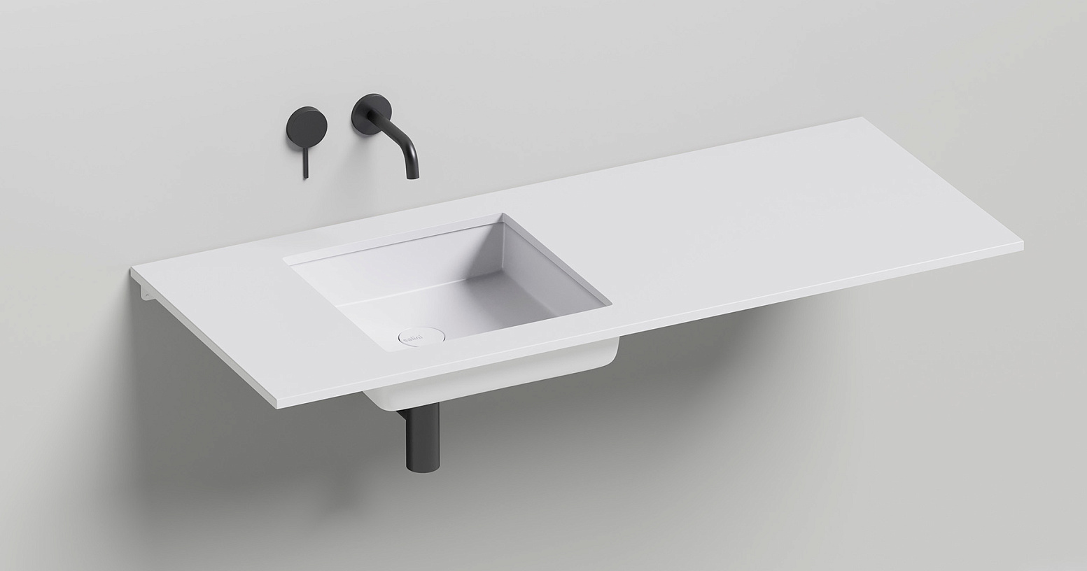 Раковина встраиваемая Salini Marea S-Stone 1802207MF 42x42x12.5 (покраска RAL полностью, матовый), без донного клапана