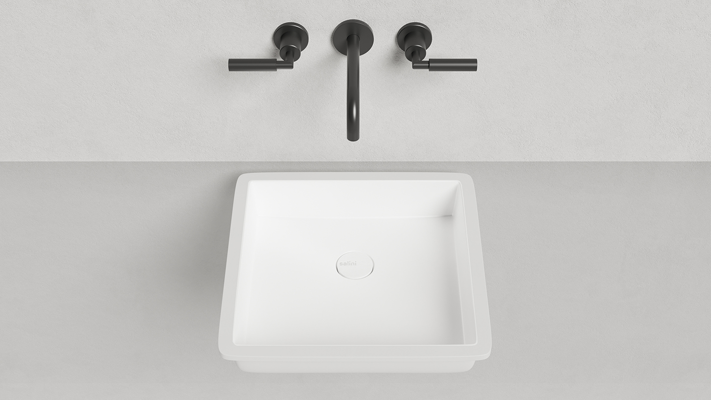 Раковина встраиваемая Salini Marea S-Stone 1802207M 42x42x12.5 (белый матовый), без донного клапана