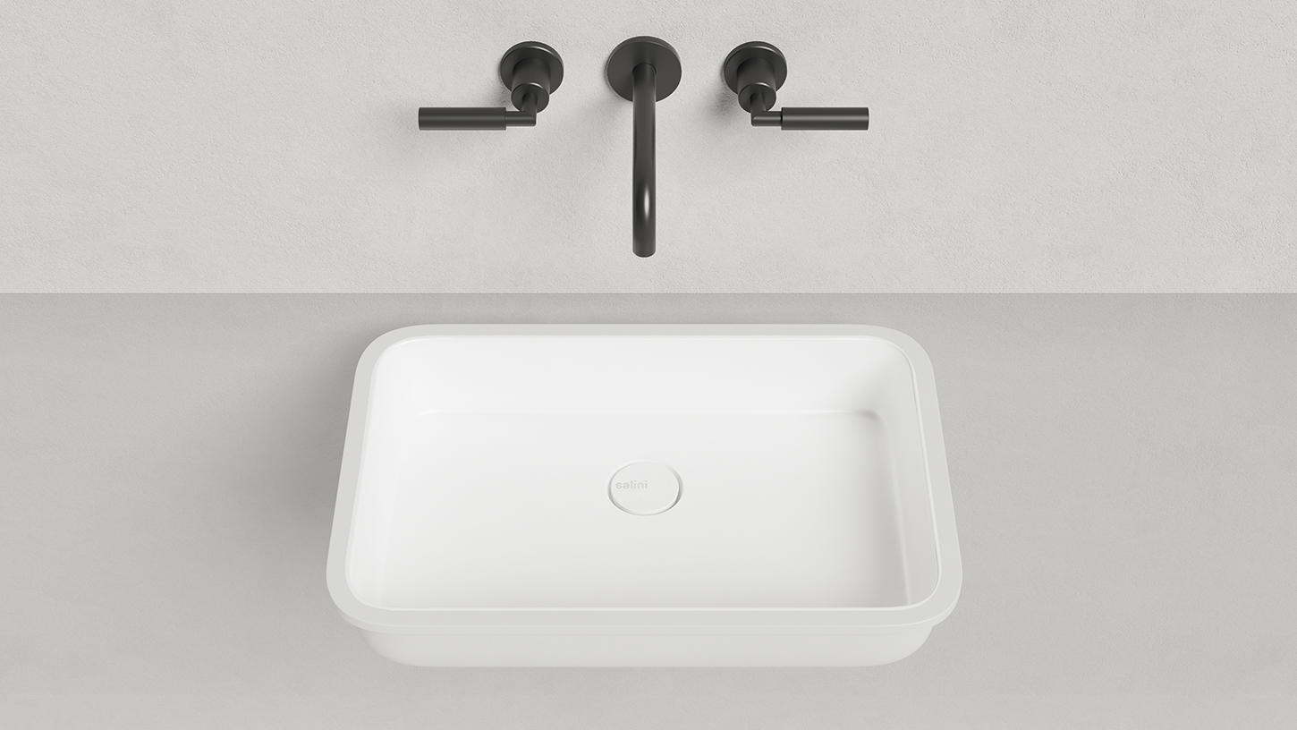 Раковина встраиваемая Salini Marea S-Stone 1802209M 54.5x38x12.6 (белый матовый), без донного клапана