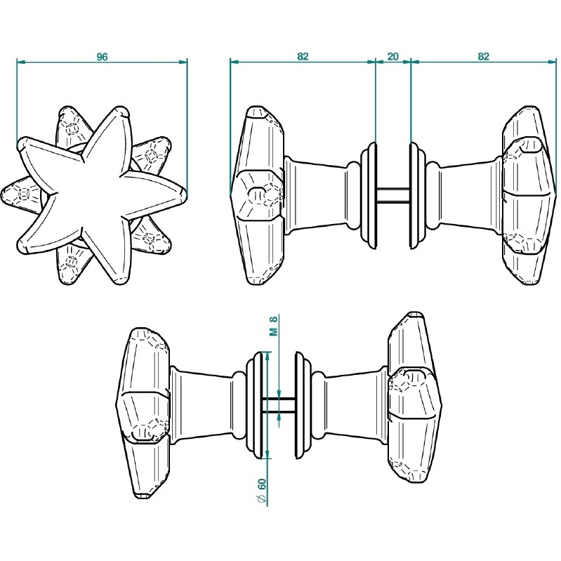 Ручка дверная двойная THG Oceania A2C-A02-638V (хром)