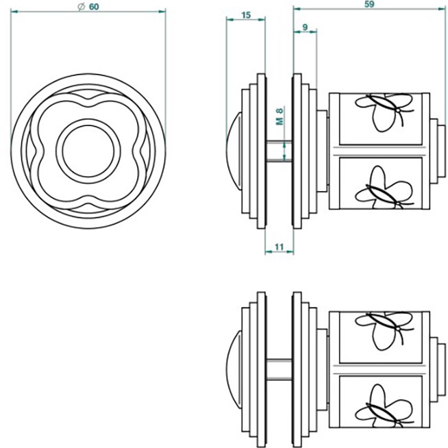 Ручка дверная одинарная THG Capucine Vert Decor Platine A7E-A02-639V (платина, зеленый, белый)