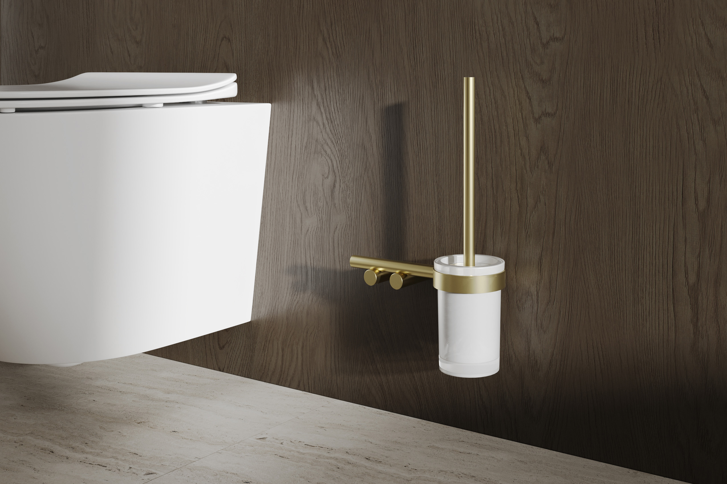 Щетка для туалета настенная Abber Osten 316 AA1832BG (золото брашированное)