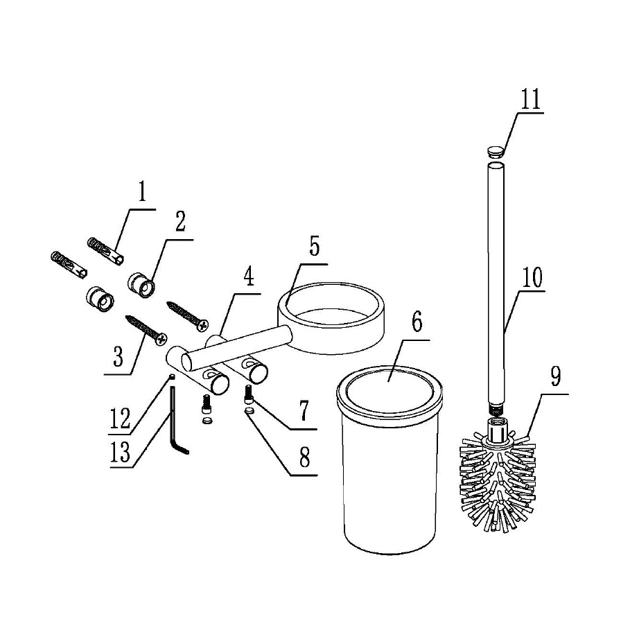 Щетка для туалета настенная Abber Osten 316 AA1832BST (сталь брашированная)
