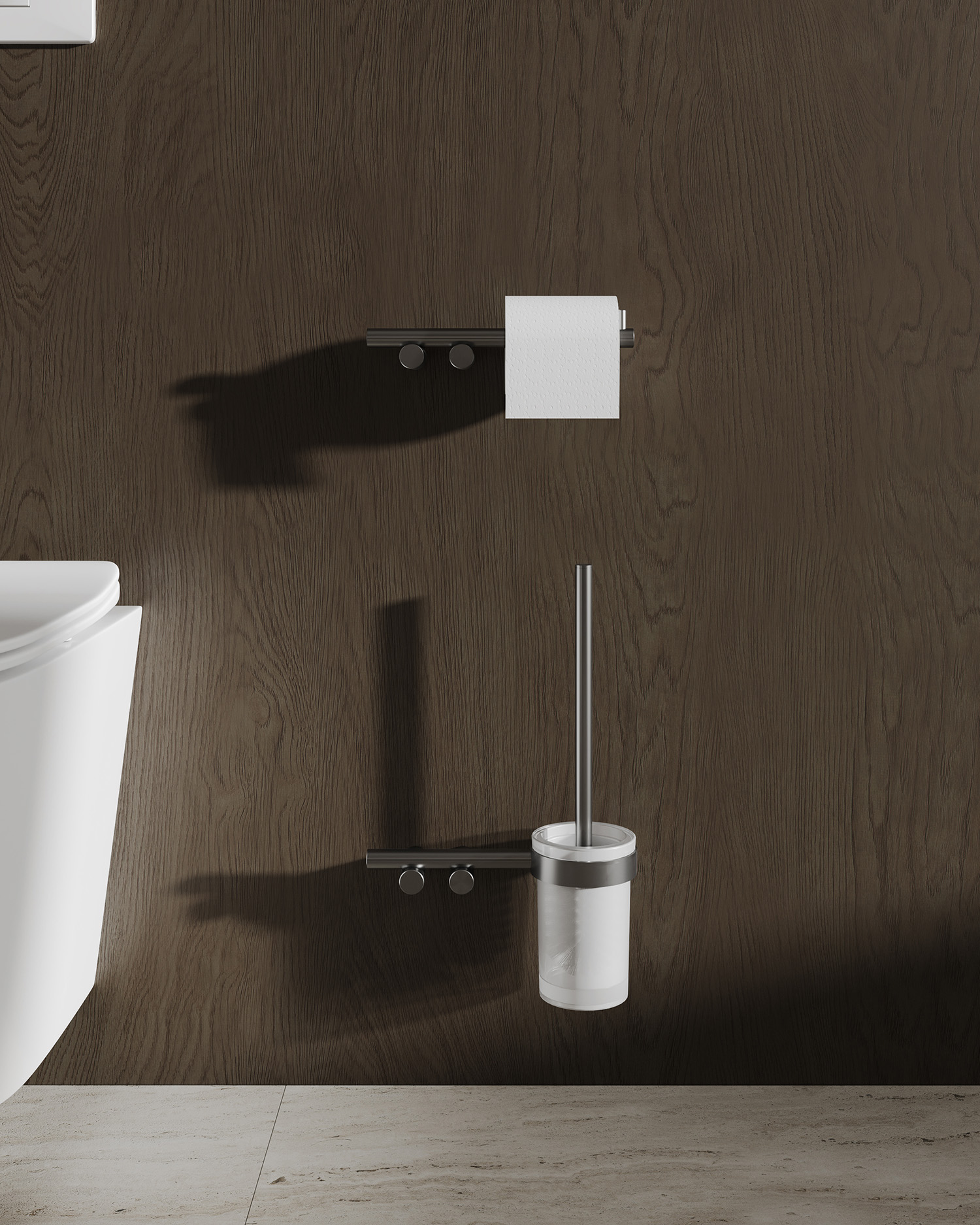 Щетка для туалета настенная Abber Osten 316 AA1832BGG (оружейная сталь брашированная)