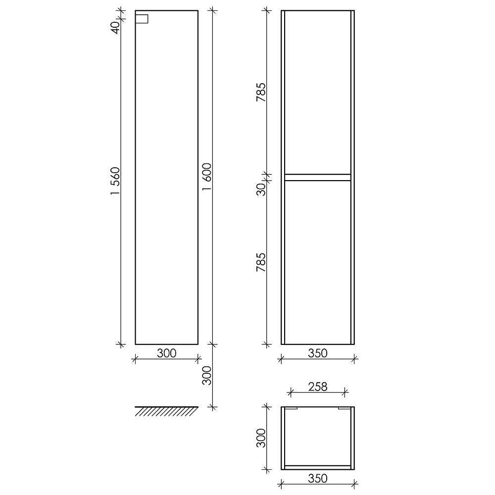 Шкаф-пенал  Sancos Smart PSM35W 35х30х160 (белый), глянец