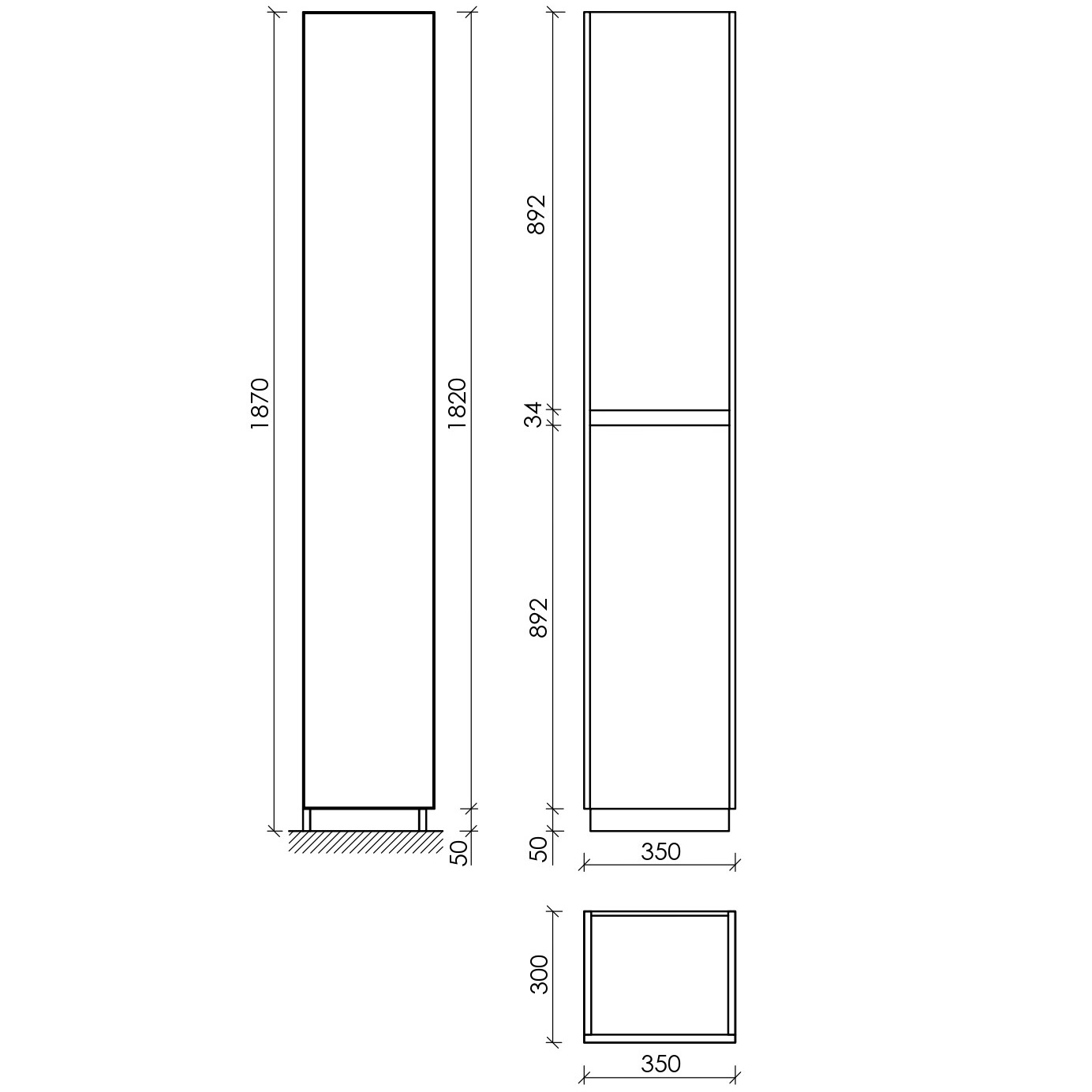 Шкаф-пенал напольный Sancos Либра напольная (Libra Floor) PLB35FEG 35x30x187 (дуб галифакс)