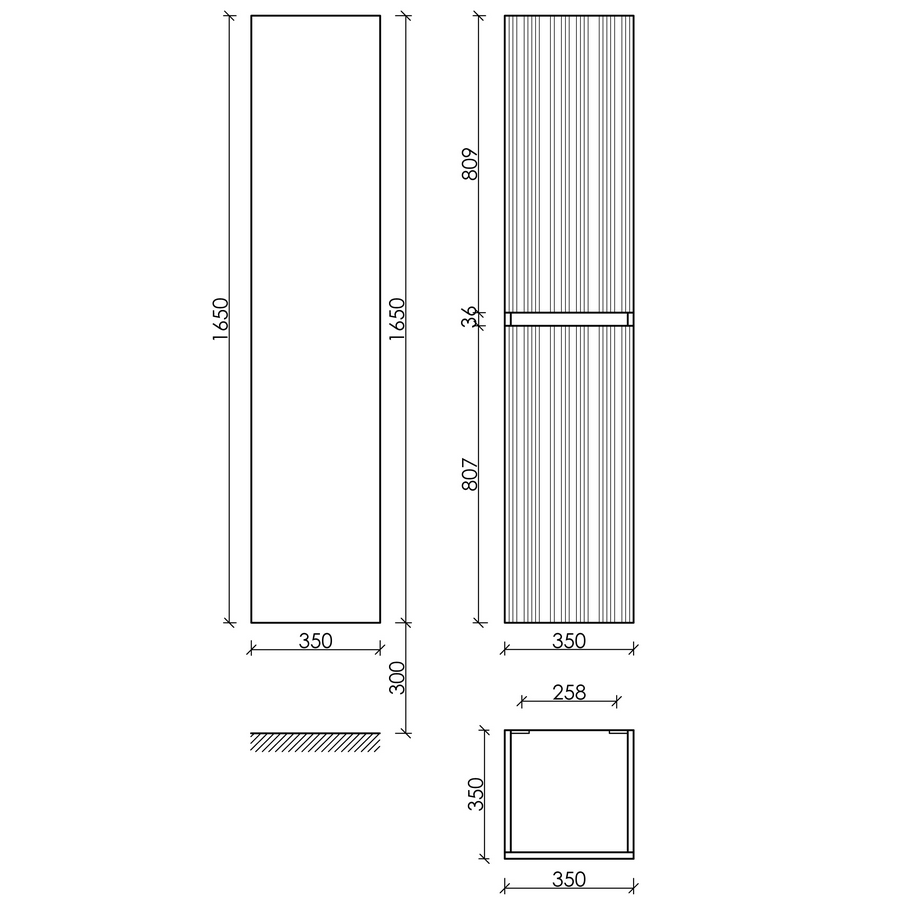 Шкаф-пенал подвесной Sancos Код (Code) PCD35GB 35х35х165 (серо-бежевый)
