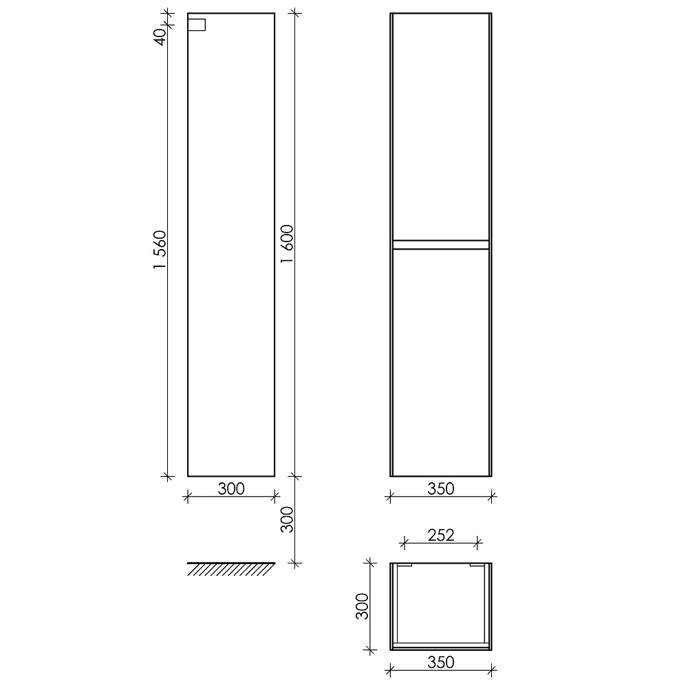 Шкаф-пенал Sancos Cento PCN35W 35х30х1600 (белый), глянец