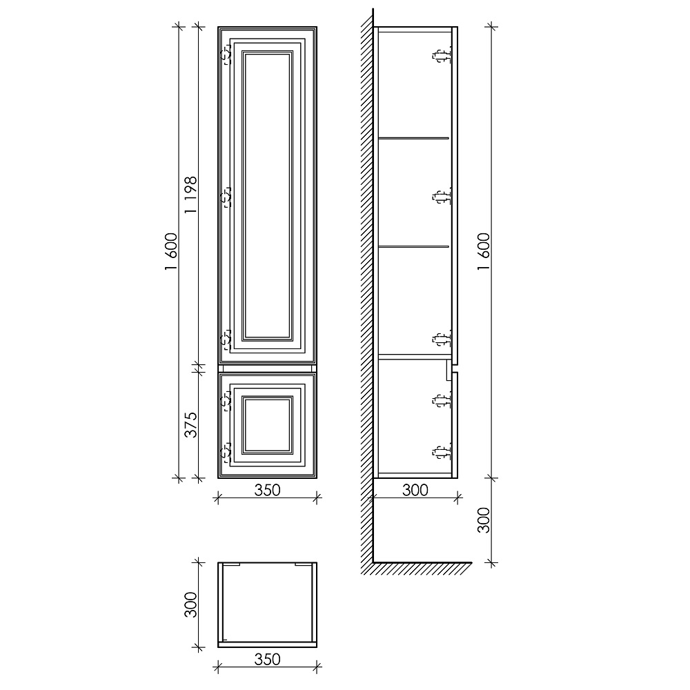 Шкаф-пенал Sancos Very PVR35LSM 35х30х160 (Doha Soft), петли слева