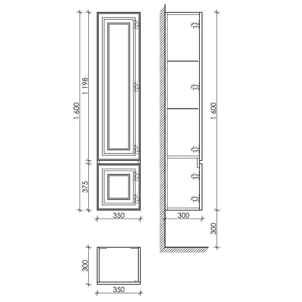 Шкаф-пенал Sancos Very PVR35RW 35х30х160 (Bianco), петли справа