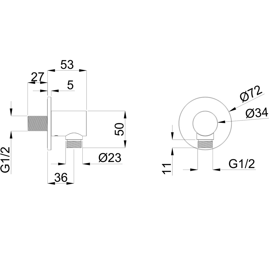 Шланговое подключение без держателя Whitecross Серия Y Y1018NIB (никель брашированный PVD)