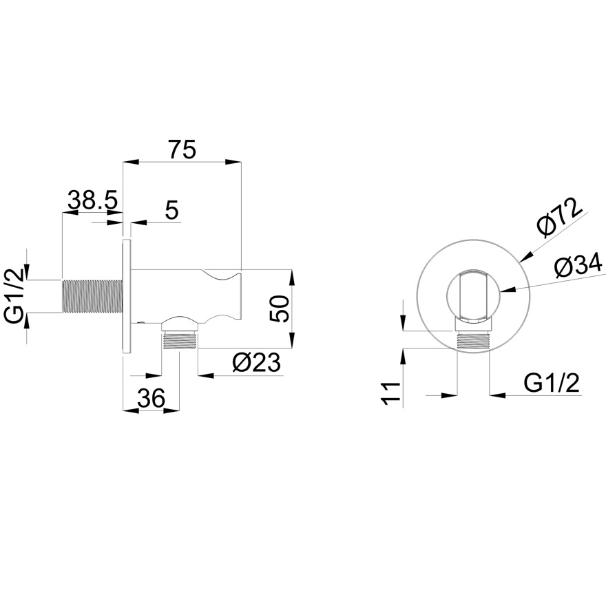 Шланговое подключение с держателем для лейки Whitecross Серия Y Y1015GL (золотой PVD)