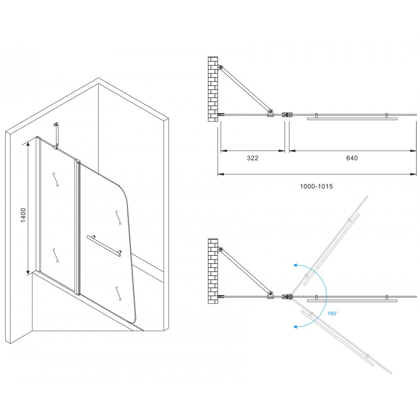 Шторка на ванну Abber Ewiges Wasser AG50100 100х140 (хром)