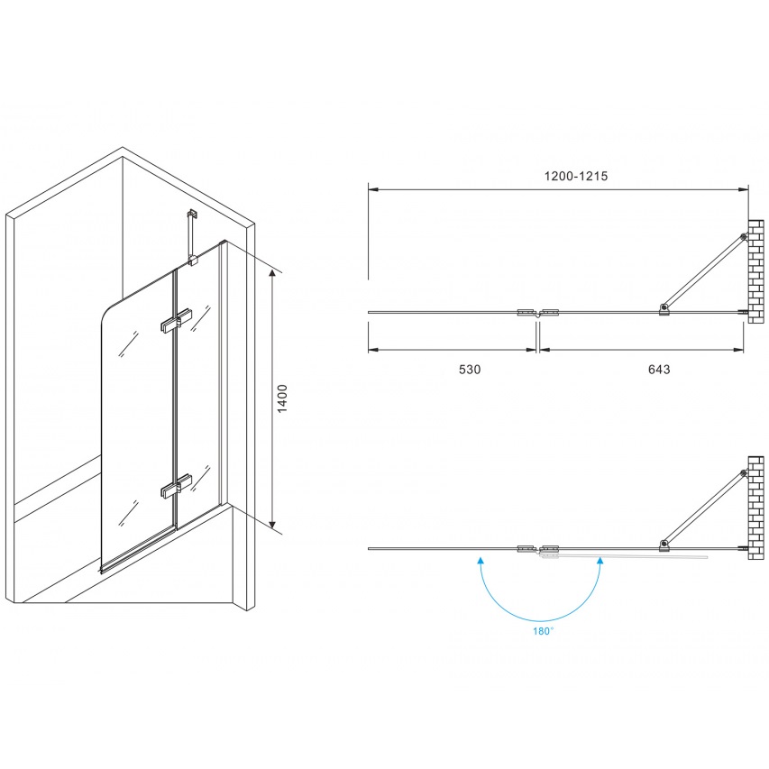 Шторка на ванну Abber Ewiges Wasser AG51120 120x140 (хром)