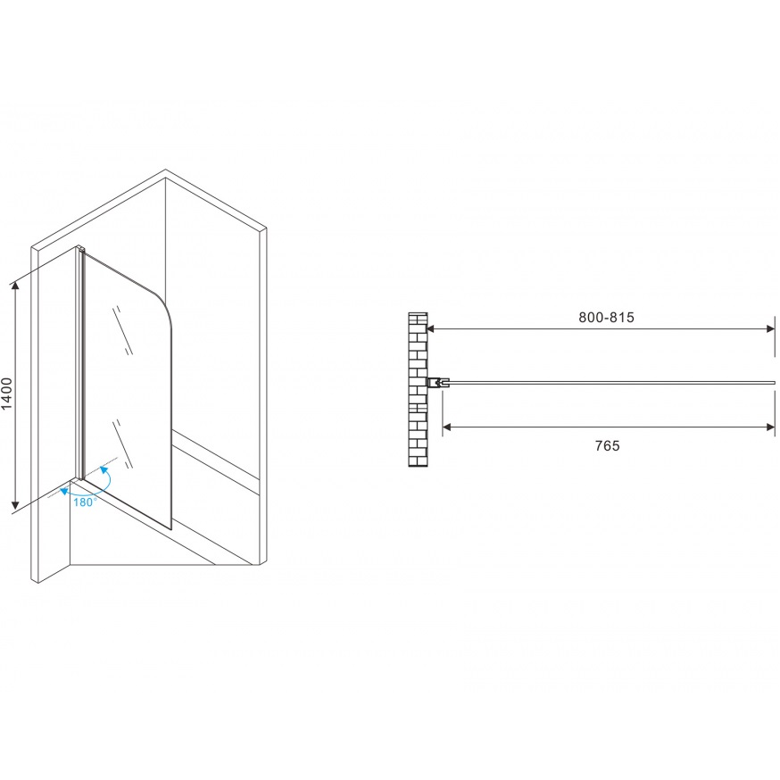 Шторка на ванну Abber Ewiges Wasser AG52080 80x140 (хром)