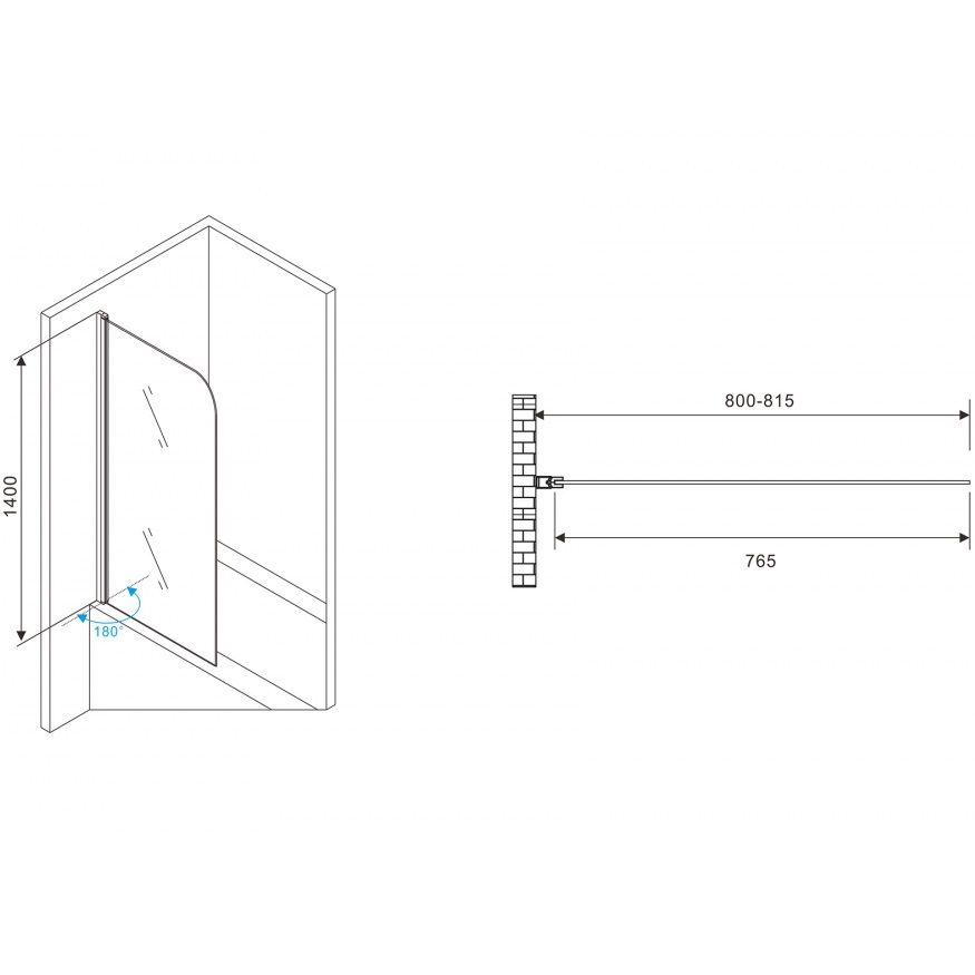 Шторка на ванну Abber Ewiges Wasser AG52080B 80x140 (черный)