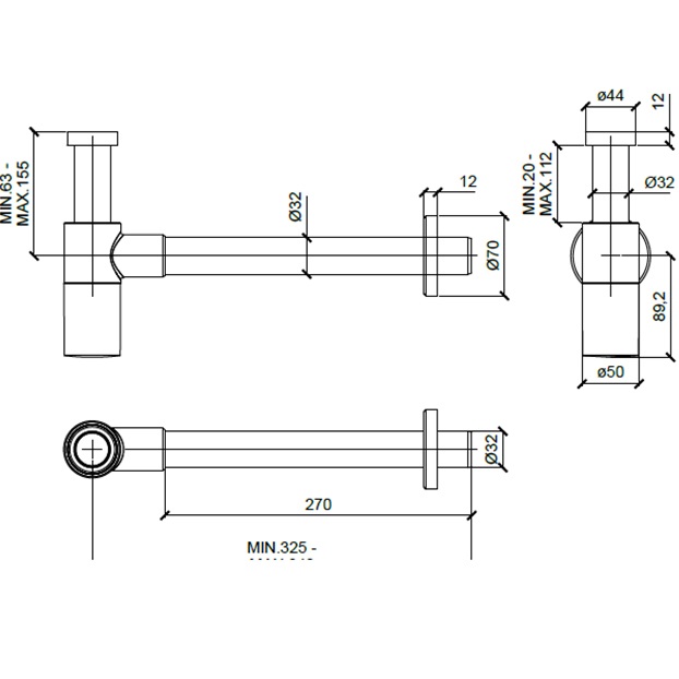 Сифон для раковины Almar Core E096002.CR (хром)