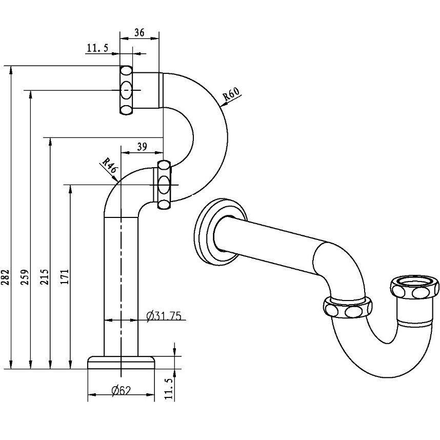 Сифон для раковины Boheme Brillante 609 (хром)