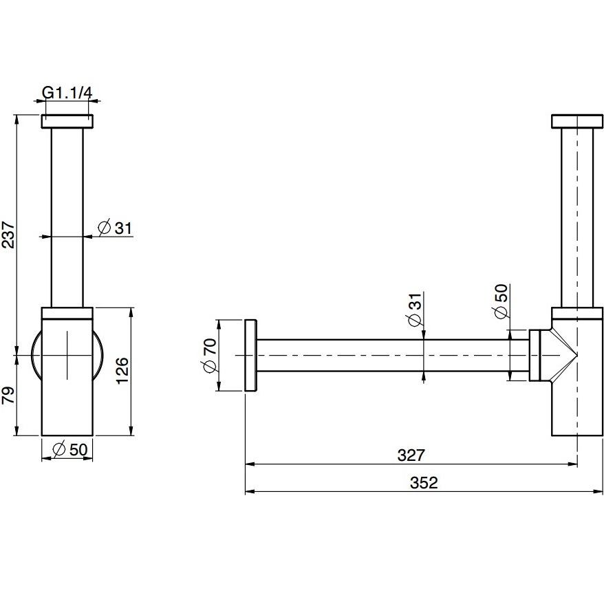 Сифон для раковины Fima Carlo Frattini Spillo Steel F409INOX (нержавеющая сталь)