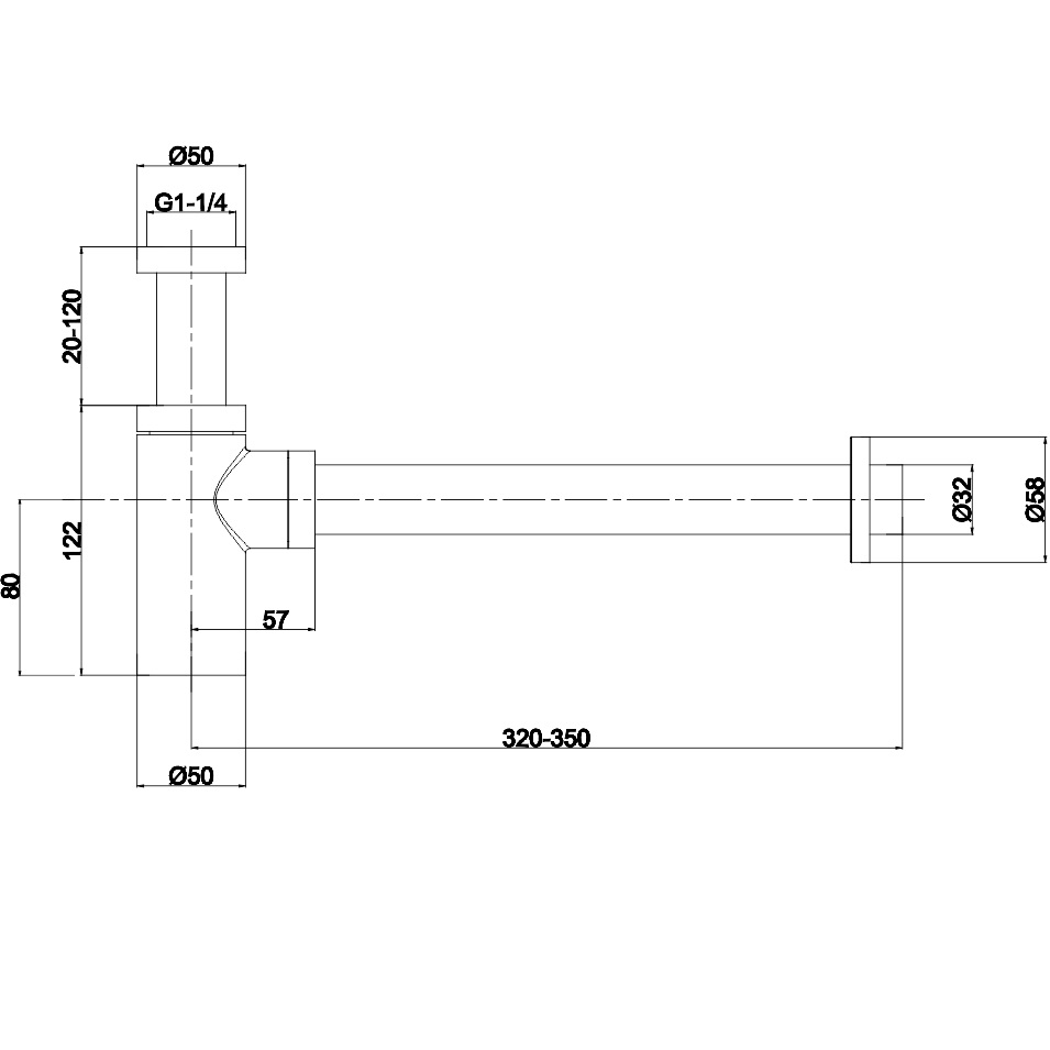 Сифон для раковины Whitecross A186GM (оружейная сталь)