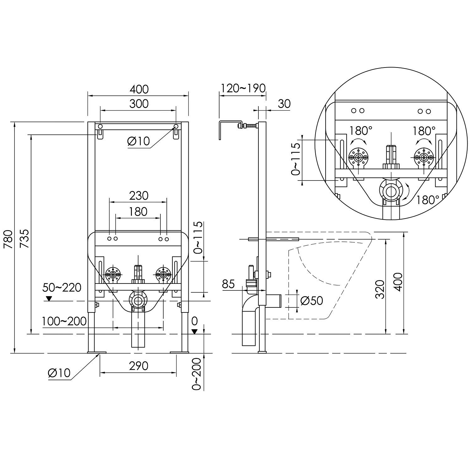 Система инсталляции для подвесных биде Ceramicanova Баланс (Balance) CN122001