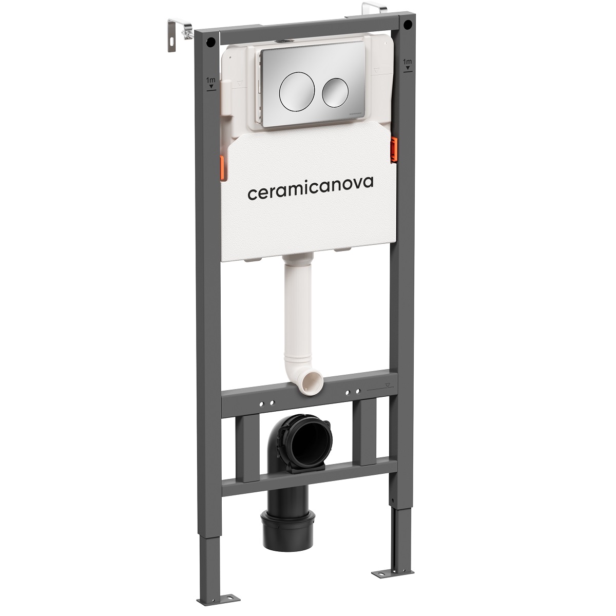 Система инсталляции для унитаза Ceramicanova Баланс (Balance) CN121001CH с кнопкой смыва Круг (Circle) (хром глянцевый), с креплениями