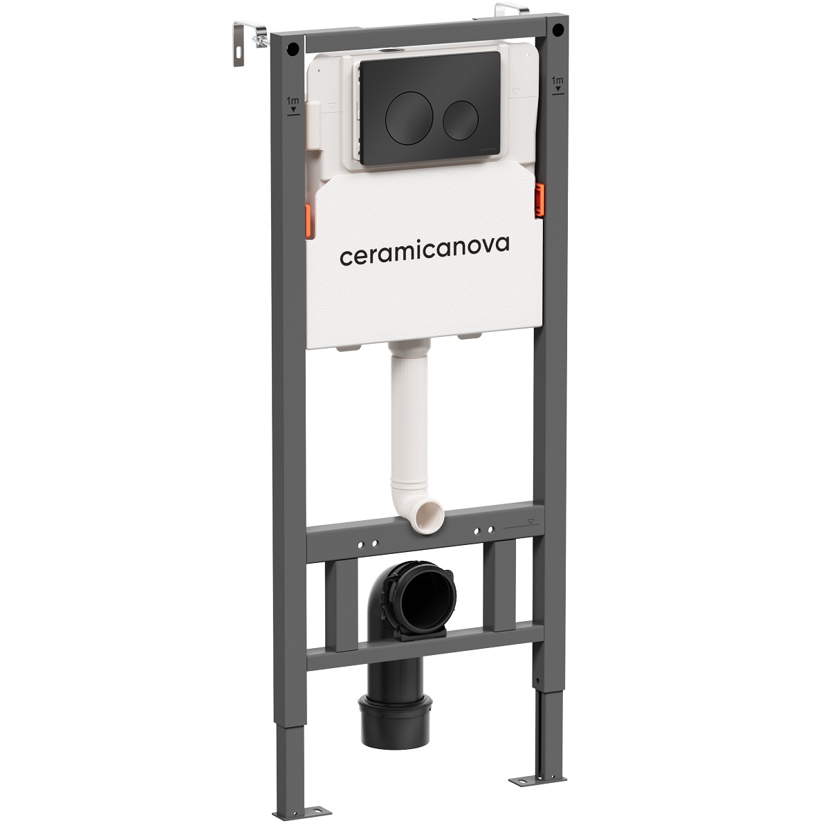 Система инсталляции для унитаза Ceramicanova Баланс (Balance) CN121001MB с кнопкой смыва Круг (Circle) (черный матовый), с креплениями