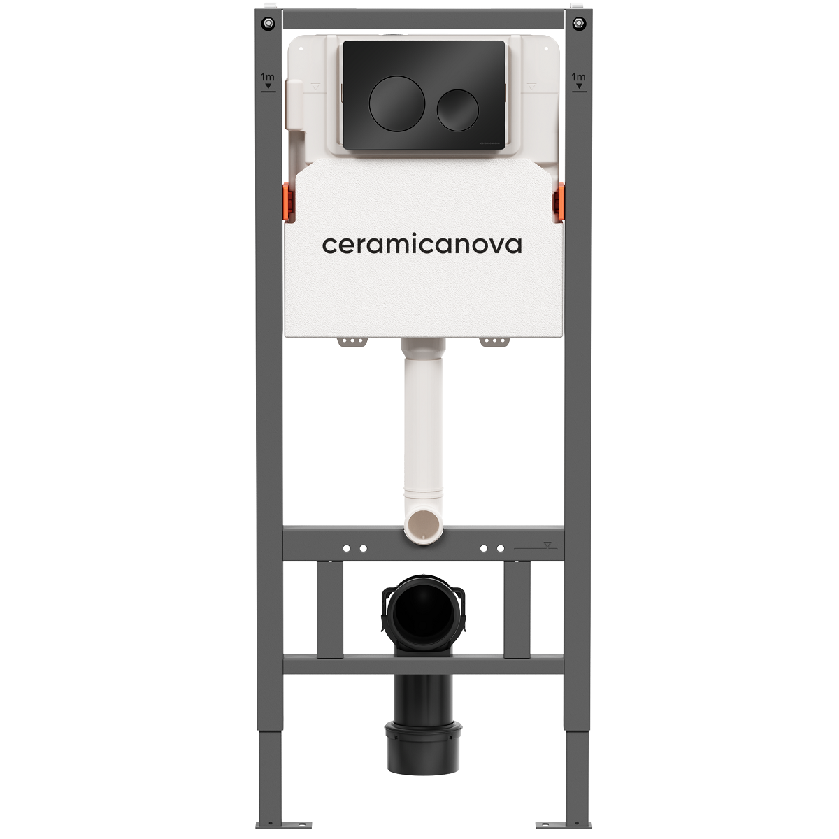 Система инсталляции для унитаза Ceramicanova Баланс (Balance) CN121001MB с кнопкой смыва Круг (Circle) (черный матовый), с креплениями