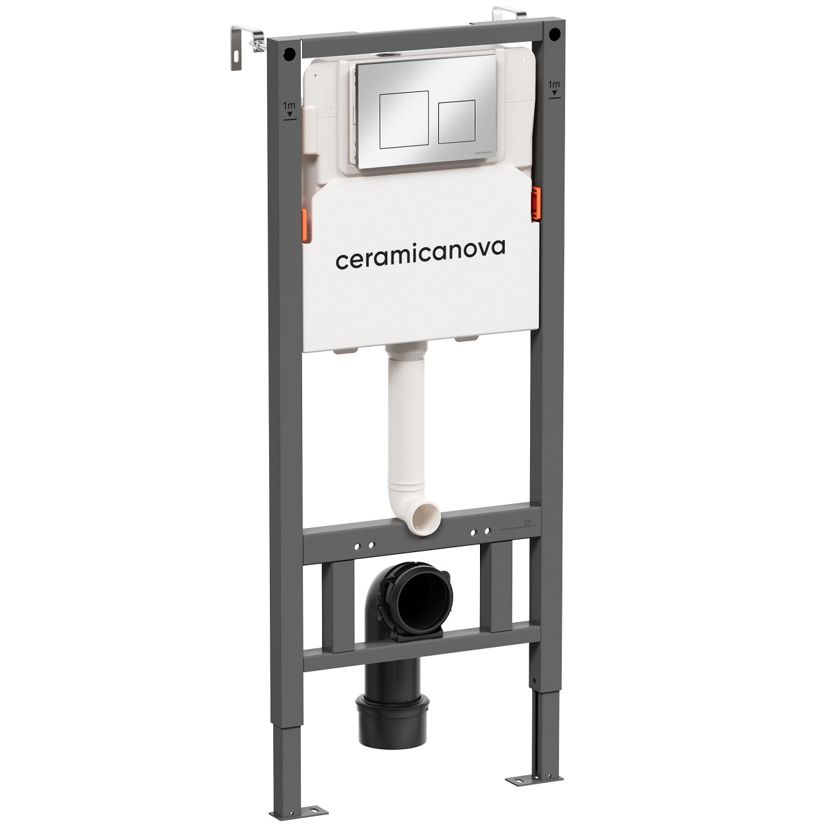 Система инсталляции для унитаза Ceramicanova Баланс (Balance) CN121002CH с кнопкой смыва Квадрат (Square) (хром глянцевый), с креплениями