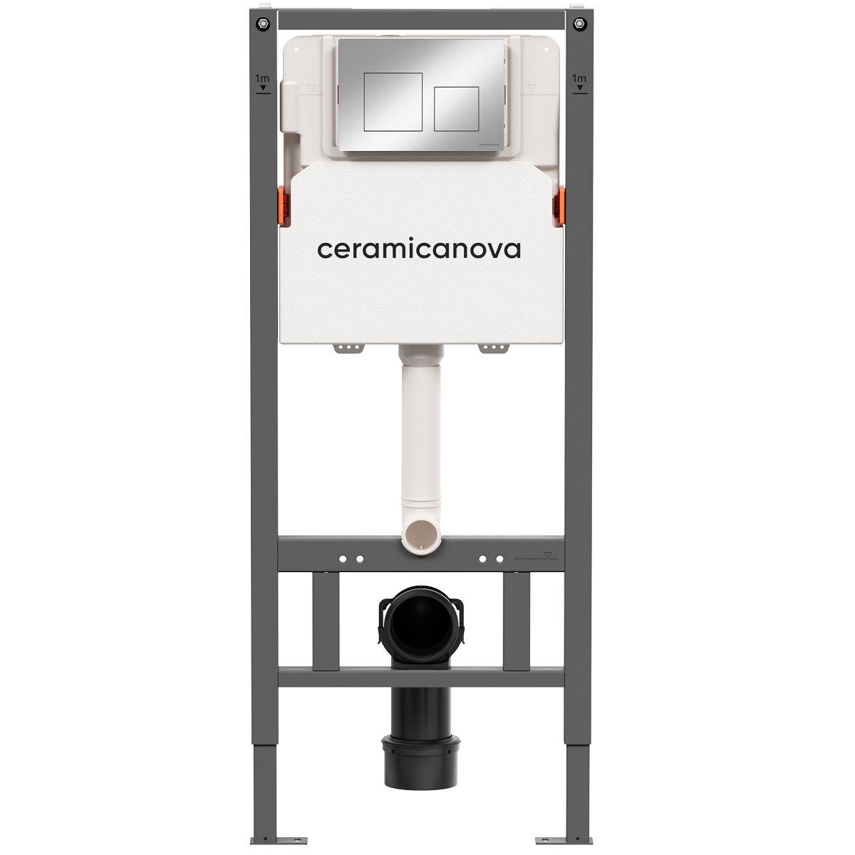 Система инсталляции для унитаза Ceramicanova Баланс (Balance) CN121002CH с кнопкой смыва Квадрат (Square) (хром глянцевый), с креплениями