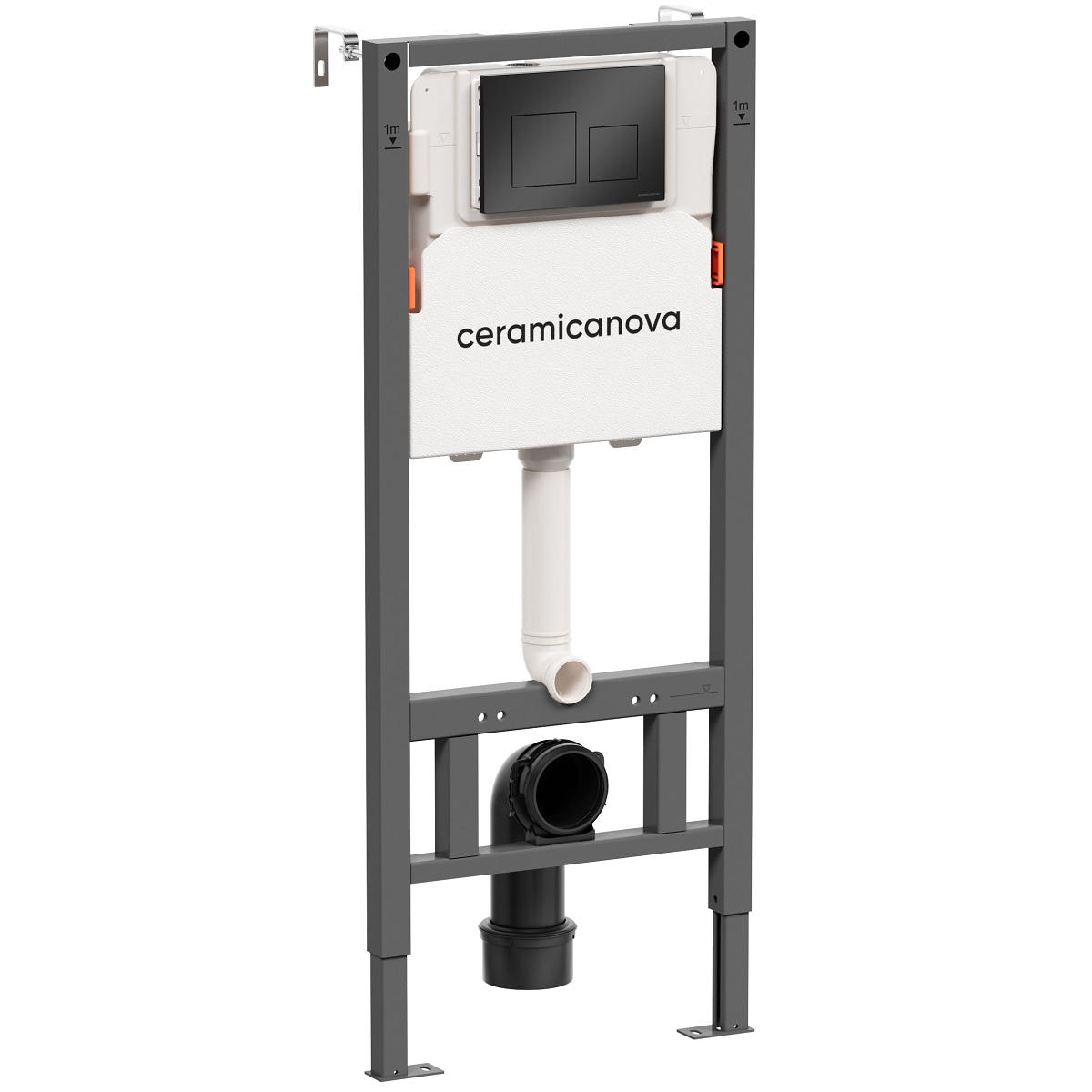 Система инсталляции для унитаза Ceramicanova Баланс (Balance) CN121002MB с кнопкой смыва Квадрат (Square) (черный матовый), с креплениями