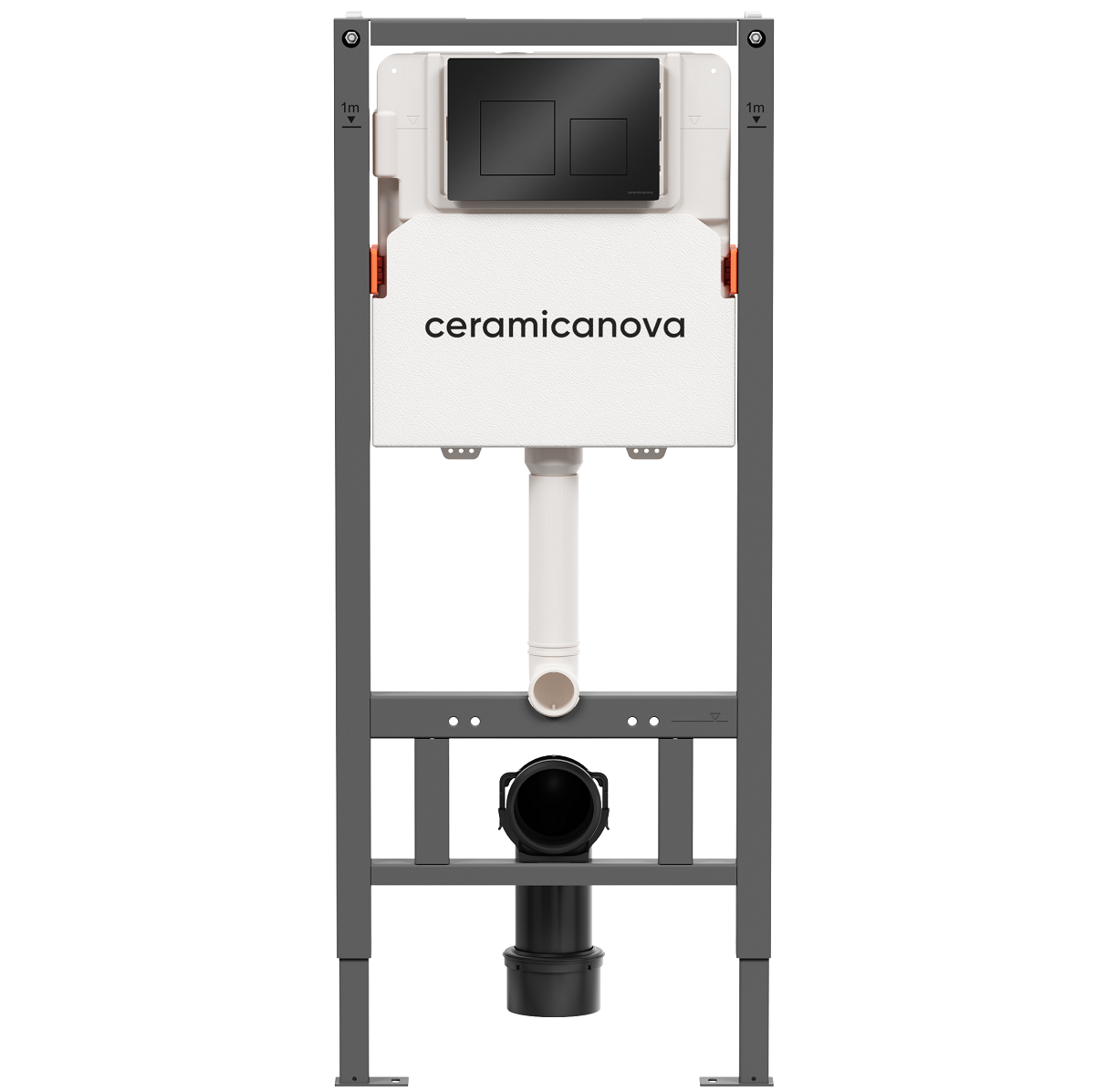 Система инсталляции для унитаза Ceramicanova Баланс (Balance) CN121002MB с кнопкой смыва Квадрат (Square) (черный матовый), с креплениями