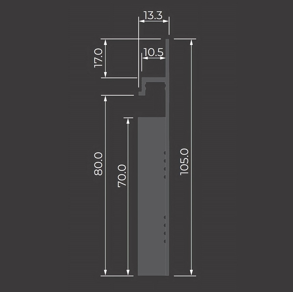 Скрытый плинтус / Теневой профиль Ликорн под свет (С-02.2.1) с грунтованной вставкой под покраску (К-27.70), световая лента в комплект не входит