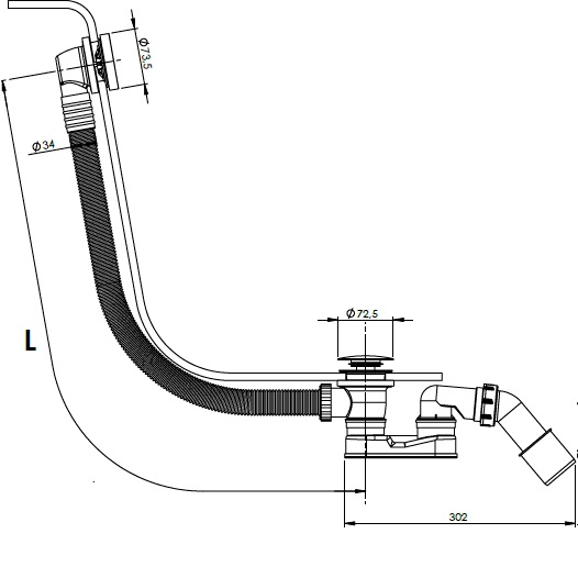 Слив-перелив для ванны Almar Core E096003.GM (оружейный металл брашированный PVD)