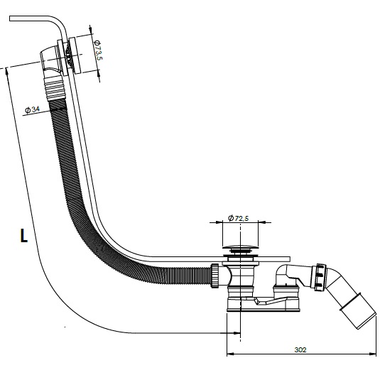 Слив-перелив для ванны Almar Core E096003.NB (никель брашированный)