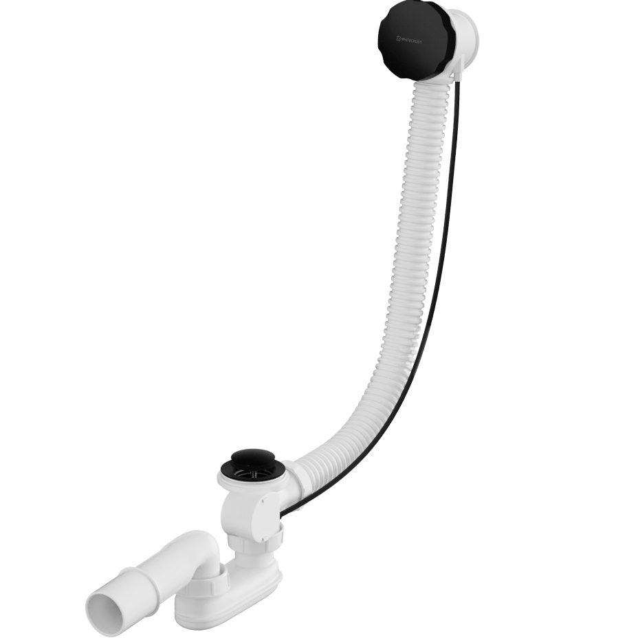 Слив-перелив для ванны автомат 60 см., Whitecross SPWC60BL (черный матовый)