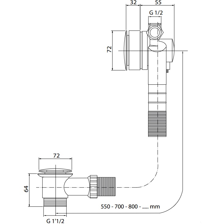 Слив-перелив для ванны Fima Carlo Frattini Complementi Bagno F2003ERCR (хром), с донным клапаном