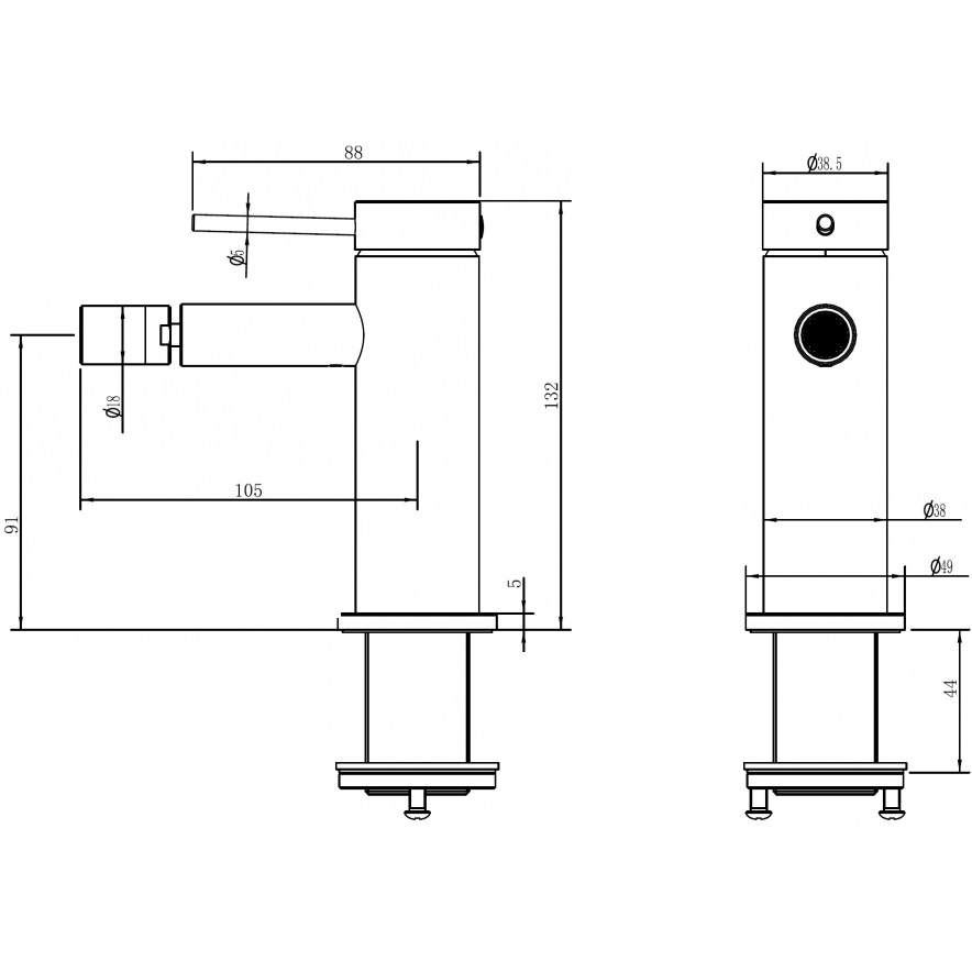 Смеситель для биде Abber Wasser Kreis 316 AF8124BST (сталь брашированная)