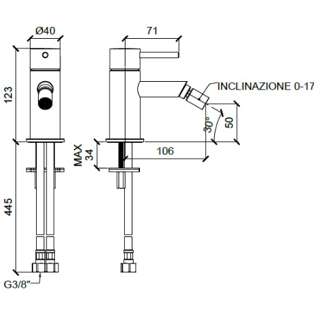 Смеситель для биде Almar E214003.NB (никель брашированный), без донного клапана