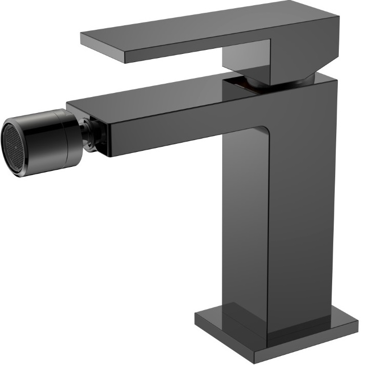 Смеситель для биде Boheme Qubic 476-SGM (оружейный металл глянцевый), без донного клапана