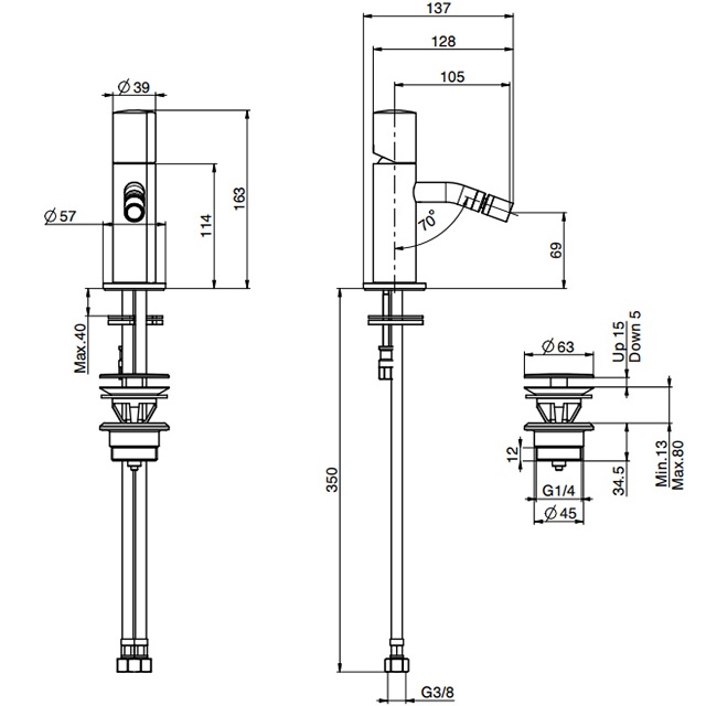 Смеситель для биде Fima Carlo Frattini So F3182CR (хром), с донным клапаном
