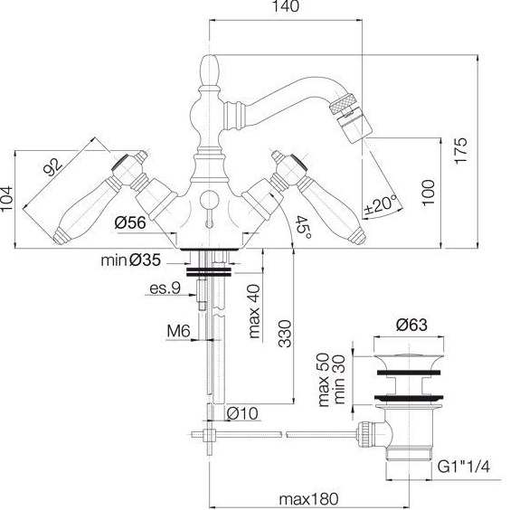 Смеситель для биде Fima Carlo Frattini Herend F5412CR (хром), с донным клапаном