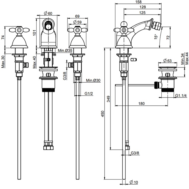 Смеситель для биде Fima Carlo Frattini Olivia F5012CR (хром), с донным клапаном