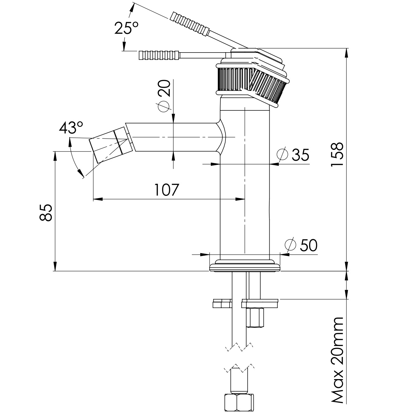 Смеситель для биде Remer Atelier AL22 (хром), без донного клапана