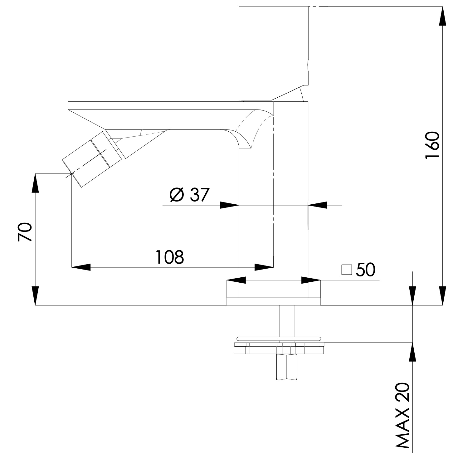 Смеситель для биде Remer Edge EG520CFP (черный брашированный хром)