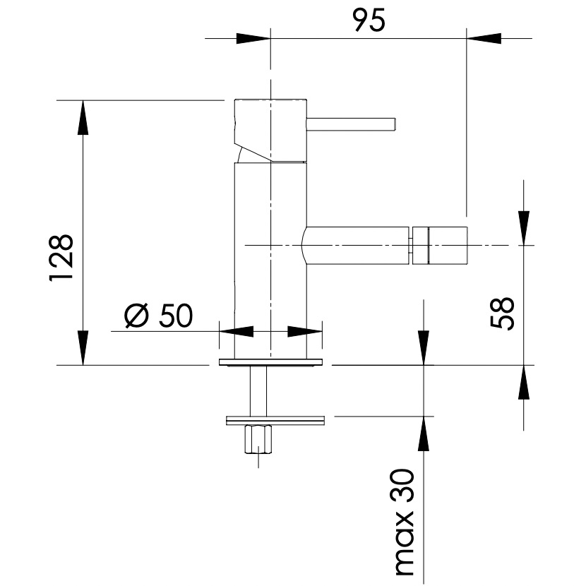 Смеситель для биде Remer X Style Inox SSX20B (сталь), с донным клапаном