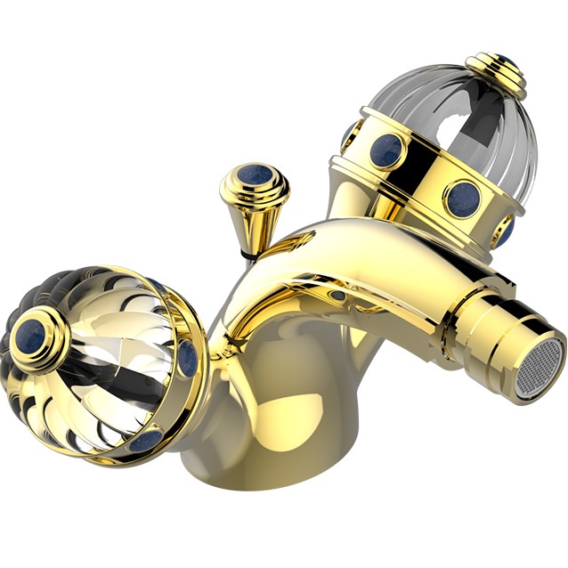 Смеситель для биде THG Cheverny Lapis Lazuli A1T-F01-3202 (золотой, лазурит), с донным клапаном